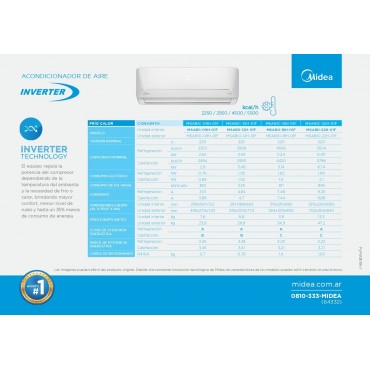 Aire Acondicionado Midea Inverter 2250 F/C